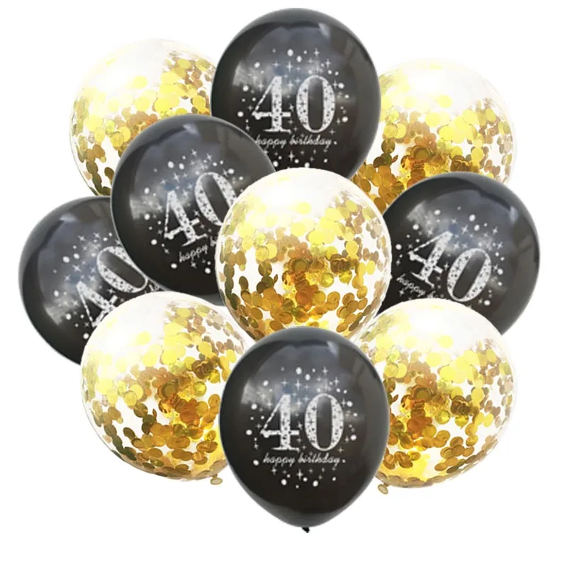 Ballon black 40 30, 40, 50, 60, 70, 80 лет воздушные шары на день рождения, декор для взрослых, золотые шары на день рождения, украшения на день рождения - Цвет: Ballon black 40