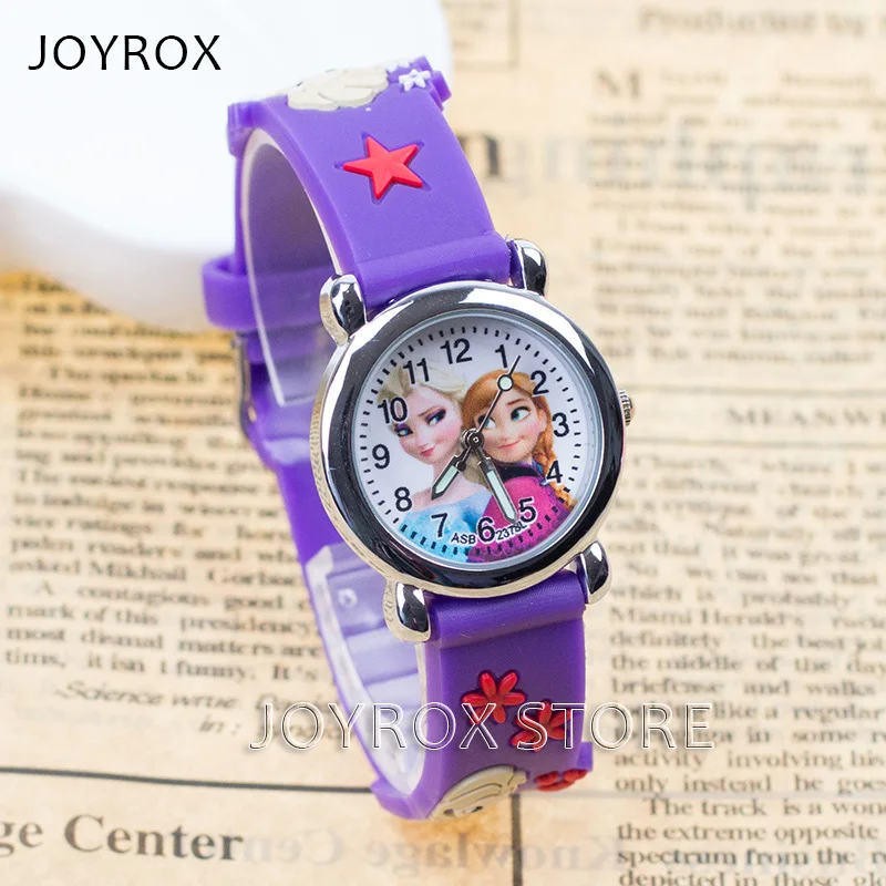 JOYROX Высокое качество принцесса Эльза детские спортивные часы горячий резиновый ремешок девушки кварцевые наручные часы для детей мультфильм часы
