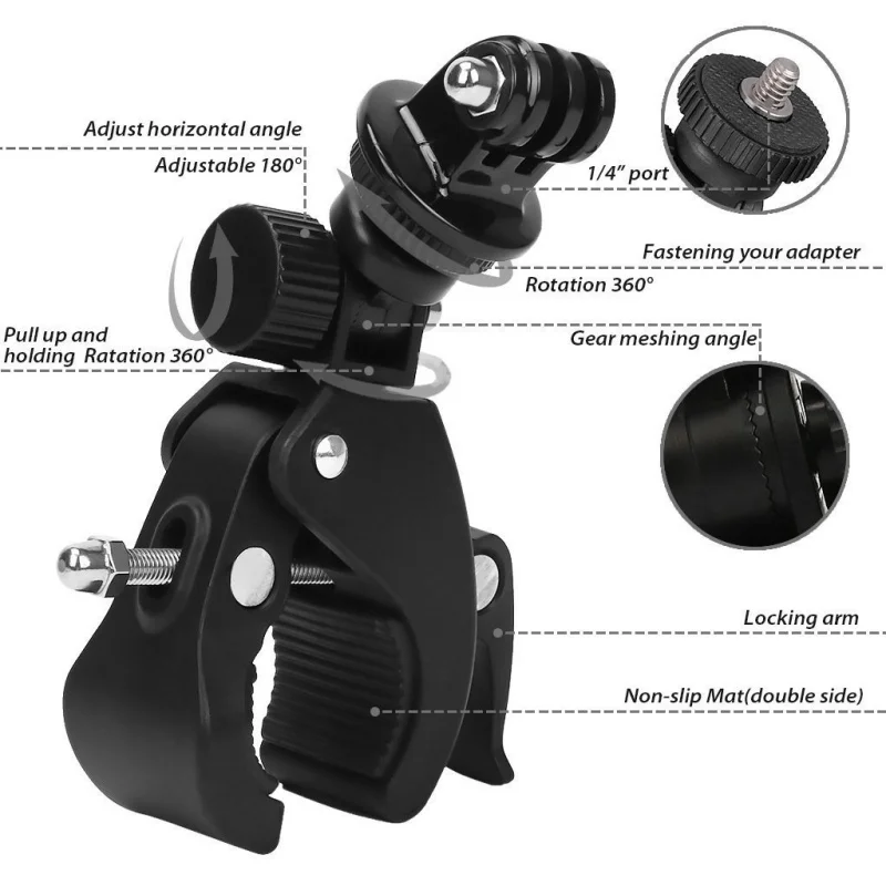 

1/4 Camera DV Bike Bicycle Handlebar Clamp Bracket Tripod Mount Screw Clip For Camera Cycling hot