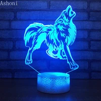 3d wolf shape table lamp led touch 7 color changing night light party decorative home decor kids christmas gift