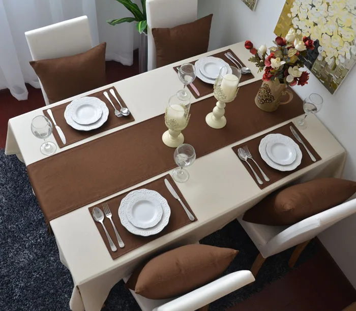 

Fort Hope High Quality Solid Color Cotton Tablecloth European Multi-purpose Dustproof Tablecloth Home Decor Table Runner