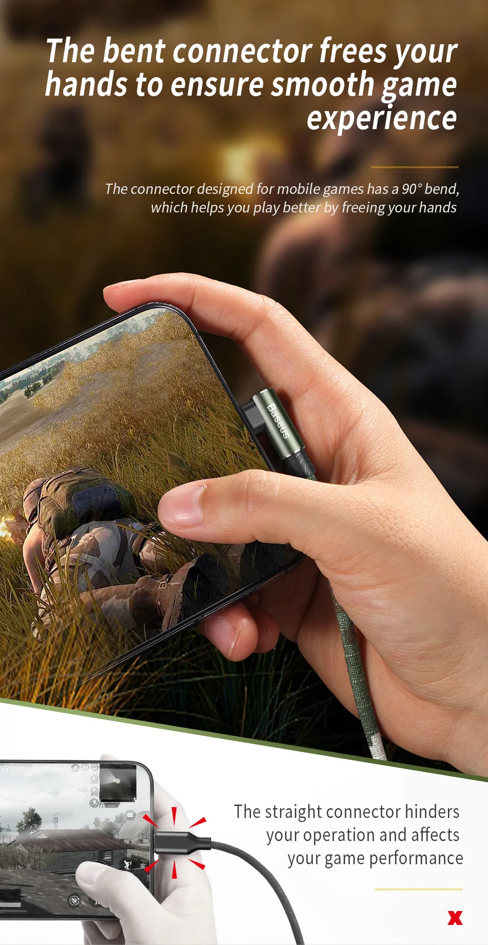 Baseus для iPhone кабель 2.4A Быстрая зарядка локоть USB кабель для iPhone Xs Max XR Xs X 8 Plus Кабель для передачи данных камуфляж игры Chagre Кабо