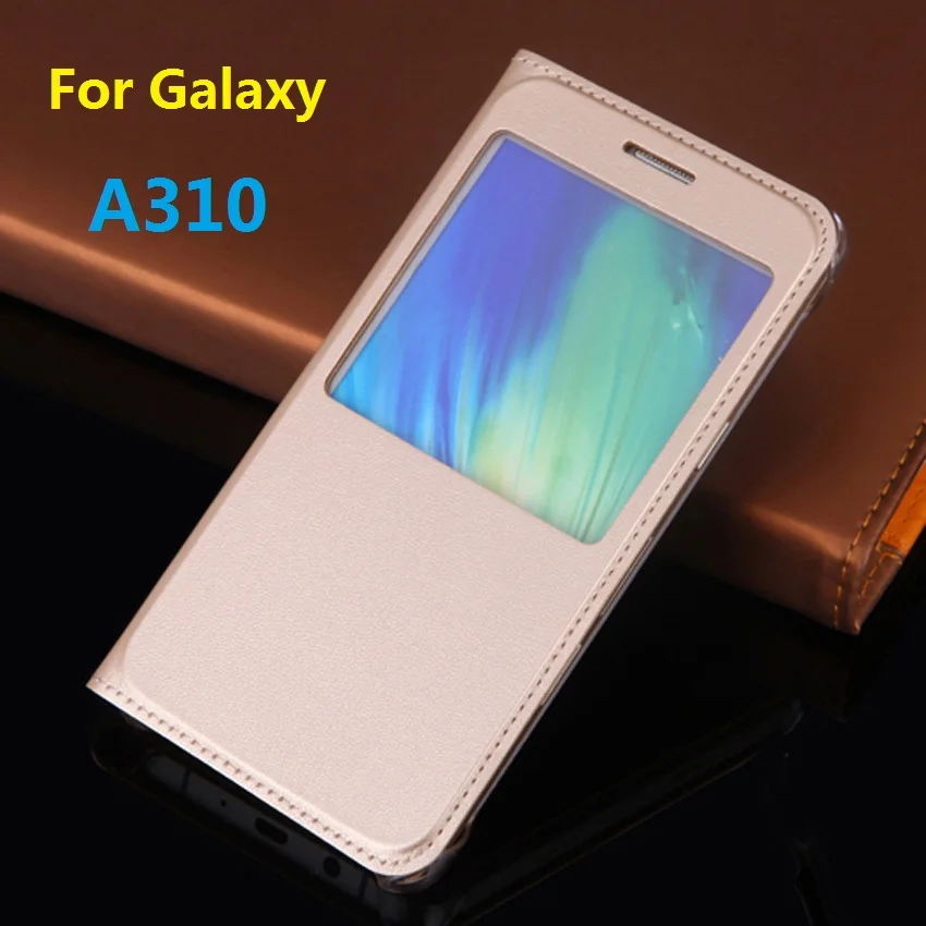 Кожаный флип чехол с окошком для Samsung Galaxy A3 2016 A 3 A32016 SM A310 A310F DS телефона 360 полный