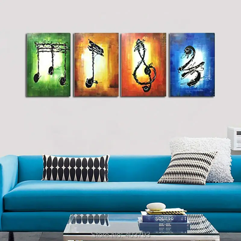 Большая Современная Абстрактная музыкальная Note 100% ручная роспись картина маслом