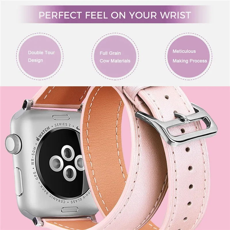 V moro 2018 новейший удлиненный ремешок для Apple Watch 38 мм 42 из натуральной кожи двойной