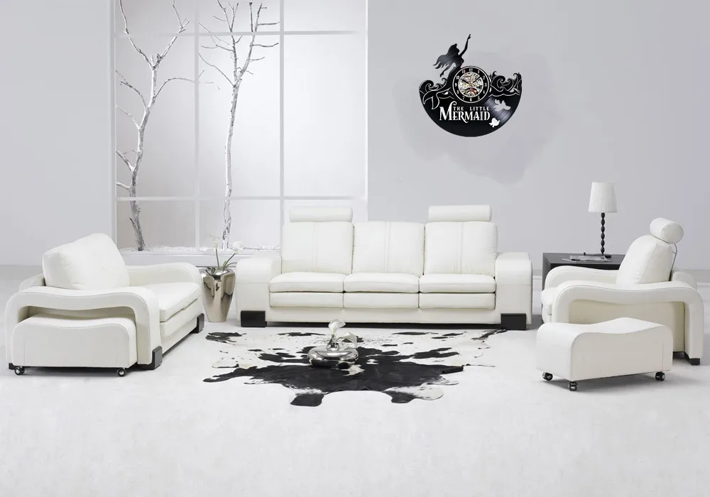 Виниловые настенные часы Русалочки Ариэль-украсьте свой дом современным большим