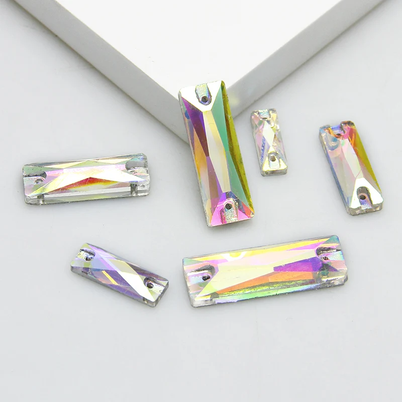 Прямоугольный багет прозрачный с 2 отверстиями 5x15 мм ~ 10x30 мм|sew on stones|sew onglass rhinestones |