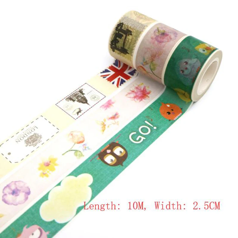 1PCS Creative Retro Style Washi Tape DIY Japanese Paper Decorative Adhesive Cartoon Series Masking Stickers | Канцтовары для офиса