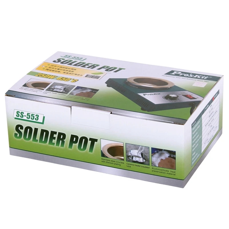 Pro'skit 250 Вт 300 Вт бессвинцовый припой бар горшок Пайка и Распайка Оловянная ванна горшок сварочный припой плавильная печь проволочный Луженый горшок
