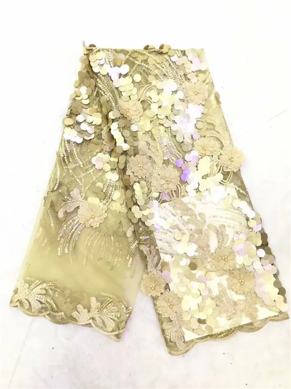 2018 high quality lilac yellow French net lace fabric 3D flowers African tulle with beads for party | Дом и сад