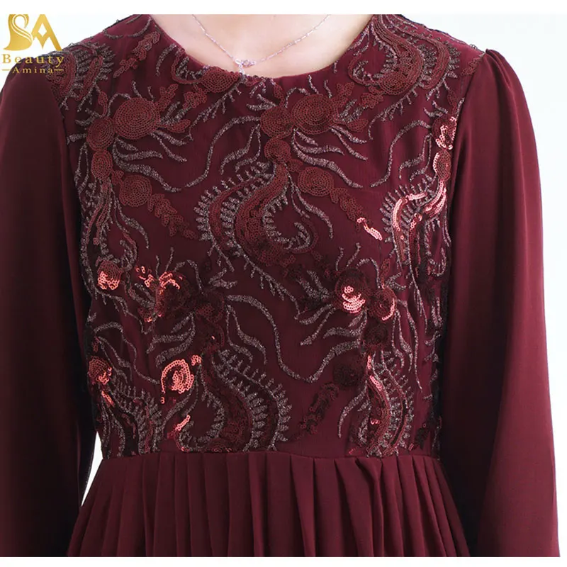 Мусульманское платье с 3D вышивкой и блестками абайя мусульманское женское