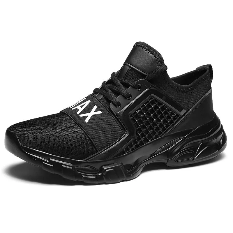 black men sneakers Мужские кроссовки из дышащего сетчатого материала; Легкие нескользящие спортивные кроссовки; zapatillas hombre Deportiva; большие размеры 47 - Цвет: black men sneakers