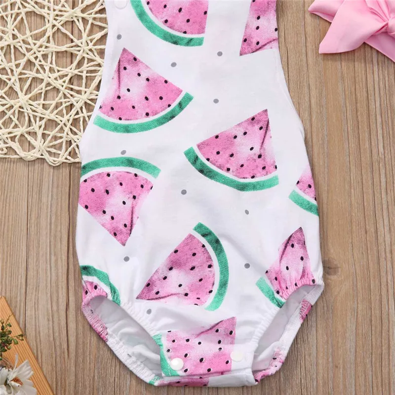 

Cute Baby Girl Watermelon Bodysuit+Headband Summer Clothes Sunsuit 0-24M