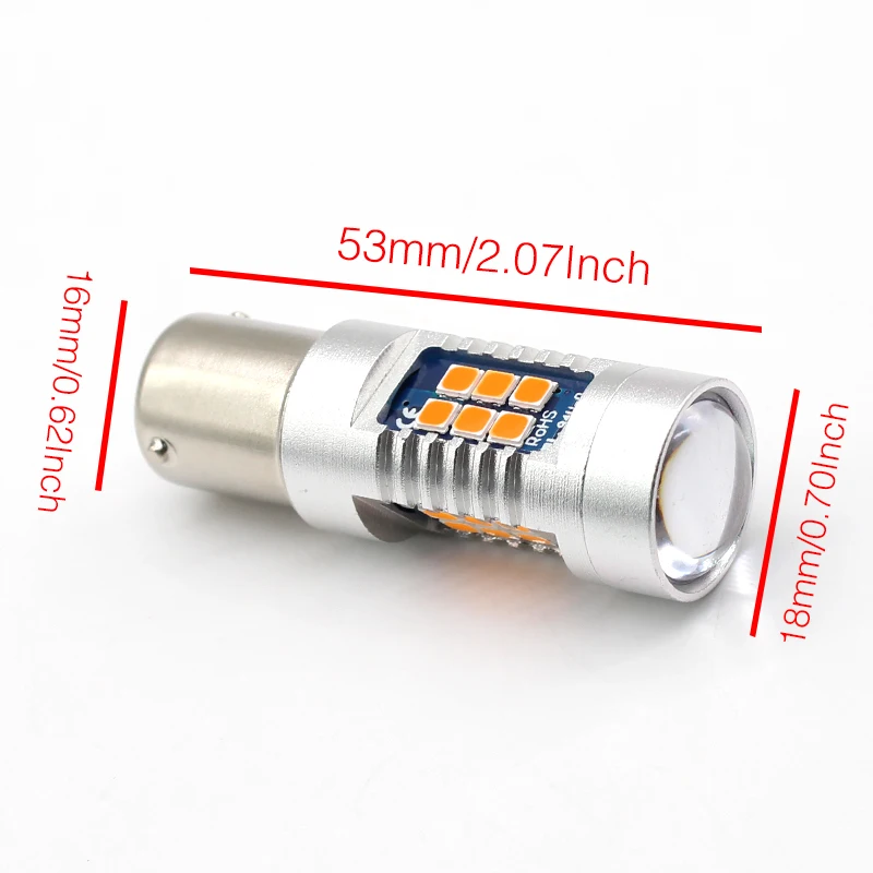 Boodlied 12 V 1156 светодиодный BAU15S PY21W 3030 21 SMD лампы желтый сигнальные для автомобилей