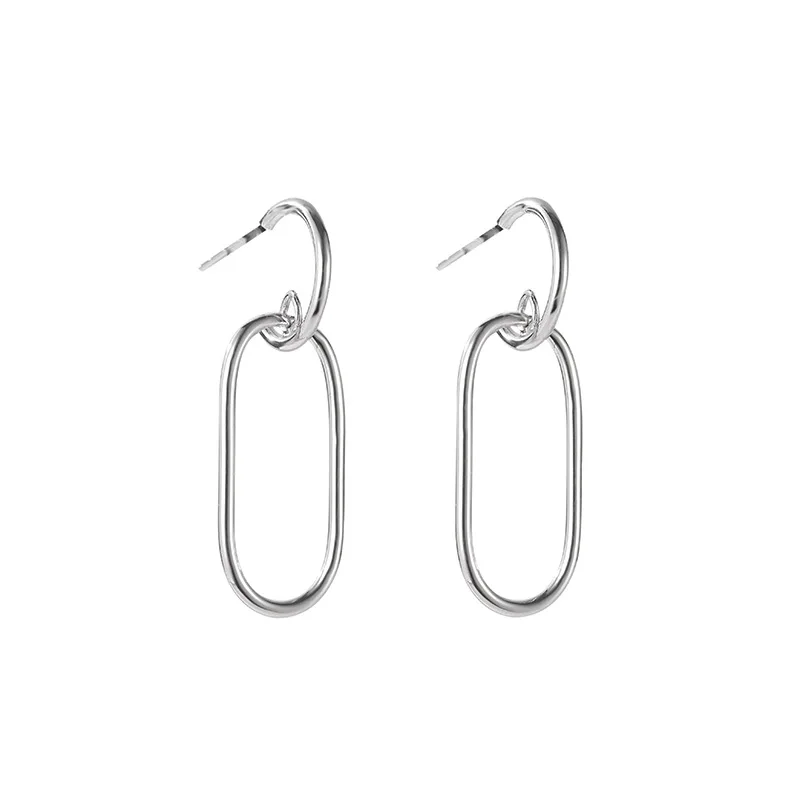 Геометрические серьги гвоздики для женщин простые золотого цвета современные