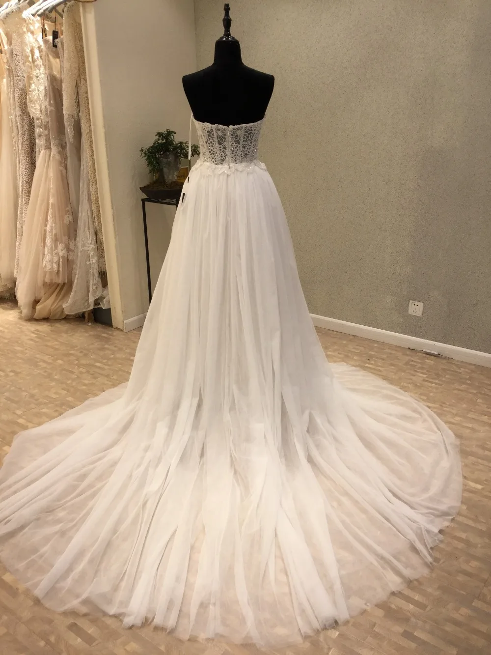 Новые кружевные тюлевые Свадебные платья со съемным шлейфом 2018 vestido de novia милый