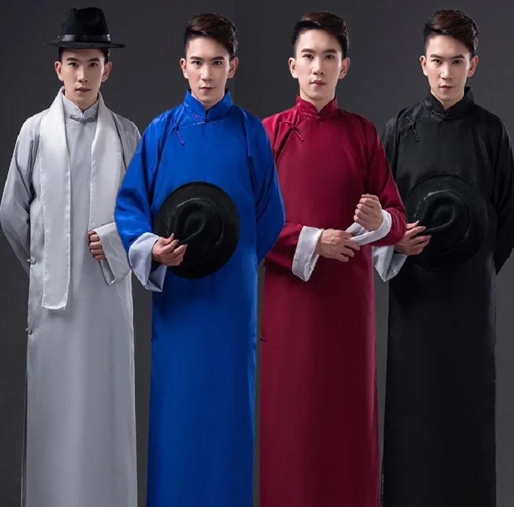 Традиционная китайская одежда с длинным рукавом костюм Тан китайский воротник