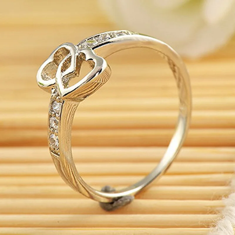 Леди блокировки сердце кольцо со стразами Обручение обручальное Свадебные