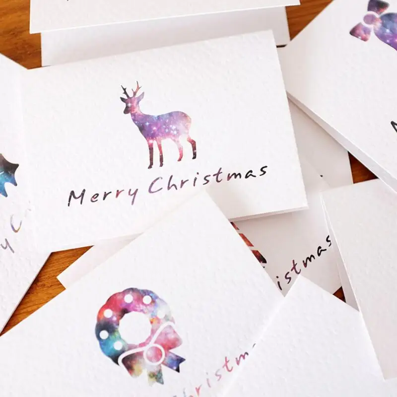 

20pcs/lot Colorful Mini Creative Folded Christmas Greeting Card Kids Gift Cards Merry Christmas Thank You Cards