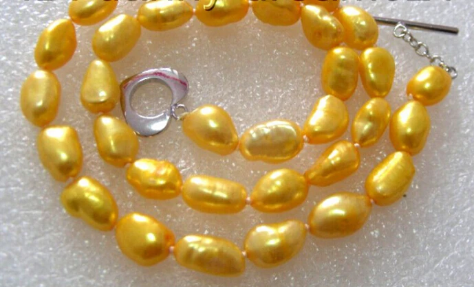 CLASSIC 11mm golden baroque freshwater pearls necklace B479 Factory Wholesale price Women Gift word Jewelry | Украшения и