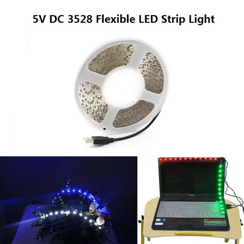 светодиодная лента 5v 5 В DC SMD 3528 1м 2м 3м 4м 5м 300 СИД теплый чистый холодный белый
