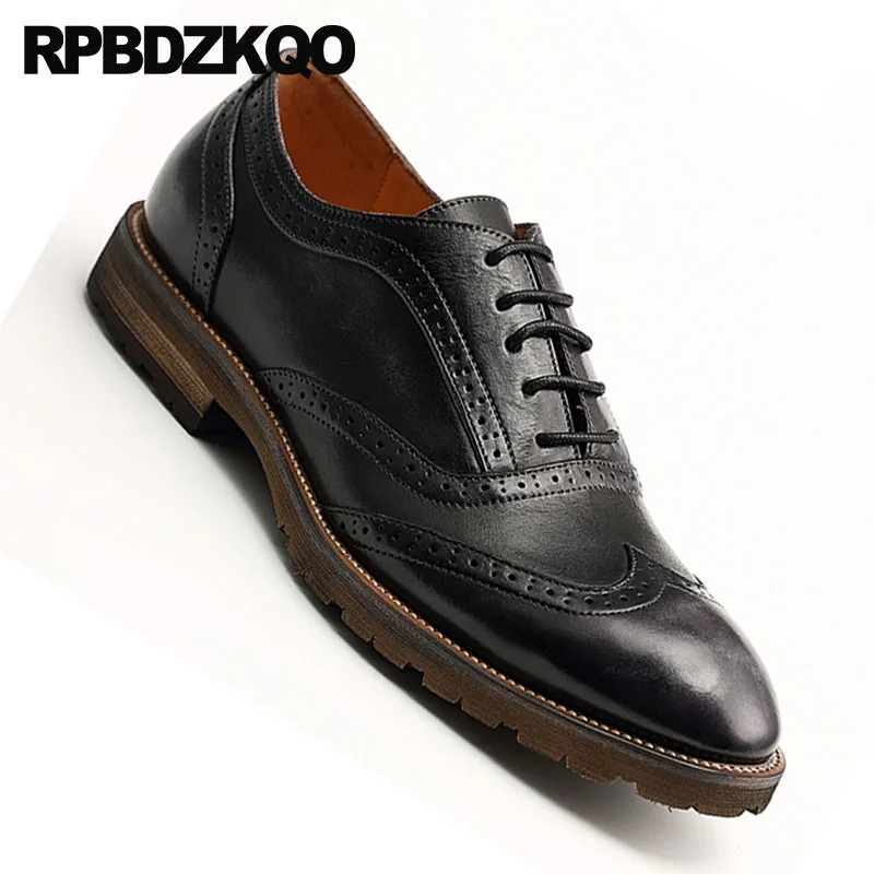 Оксфорды wingtip мужские из натуральной воловьей кожи официальные Туфли броги на