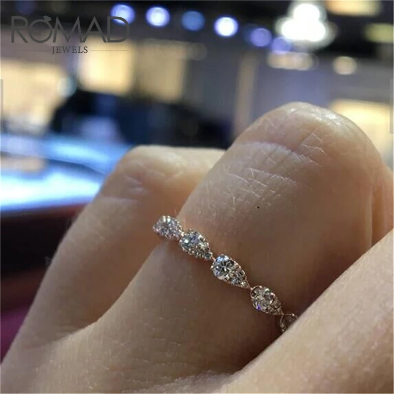 Romad прозрачное кольцо из кубического циркона, золотистого цвета, модное хрустальное свадебное украшение, помолвочное кольцо, небольшое для женщин, R4 on.