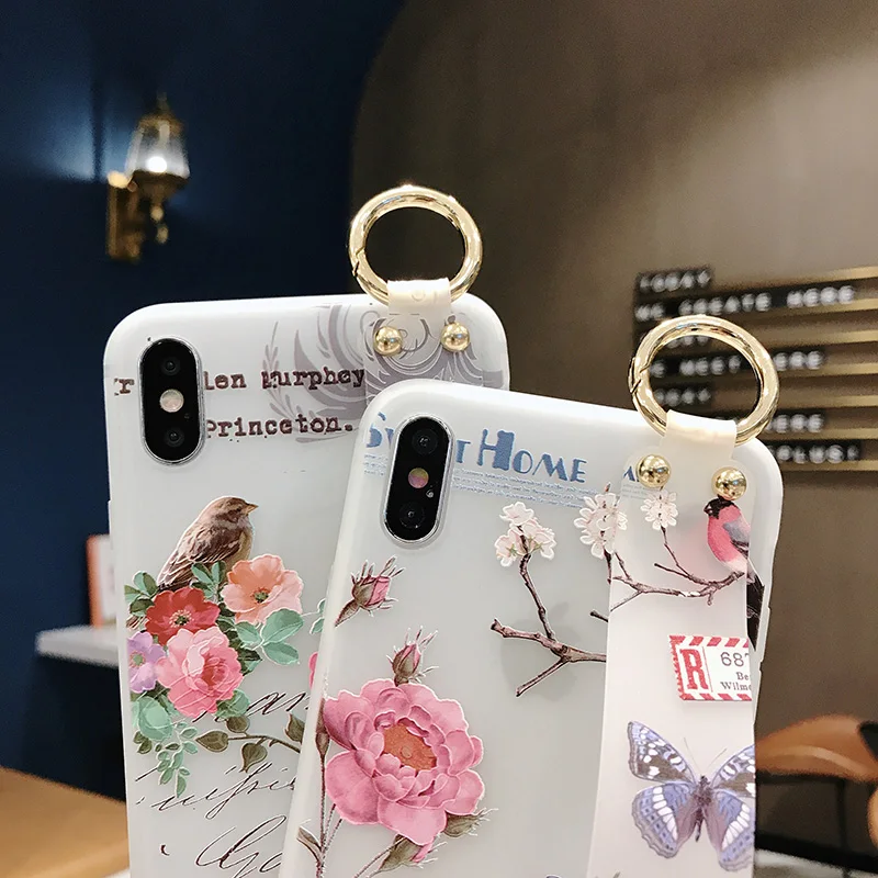 Fundas цветочный силиконовый чехол для телефона Xiaomi Redmi K20 Pro Note 7 3D рельефный ремешок