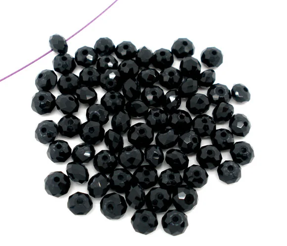 DoreenBeads 200 черные стеклянные граненые бусины Rondelle 5040 4 мм (B06135) yiwu | Украшения и
