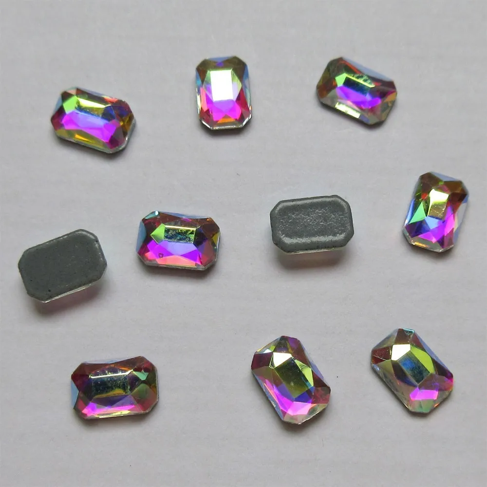 new octagon 4x6mm Высокое качество Кристалл AB исправление стразы особой формы камни железа на плоской задней части горячей фиксации кристаллы для украшения свадебного платья - Цвет: new octagon 4x6mm