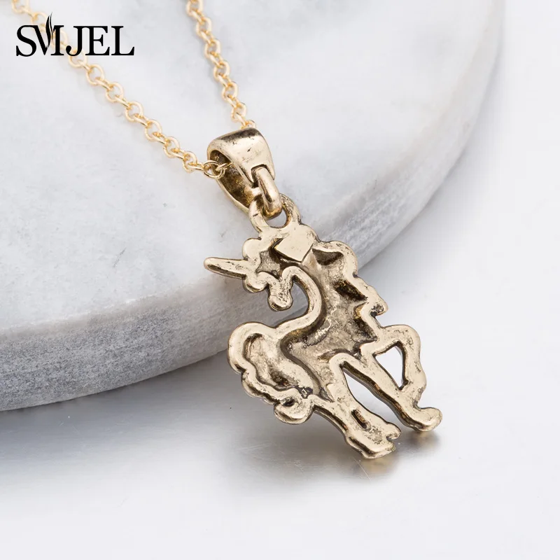 

SMJEL Vintage Unicorn Horse Necklaces Men Women Punk Statement Necklace Pendants Jewelry naszyjnik Collier Femme Friend Gift