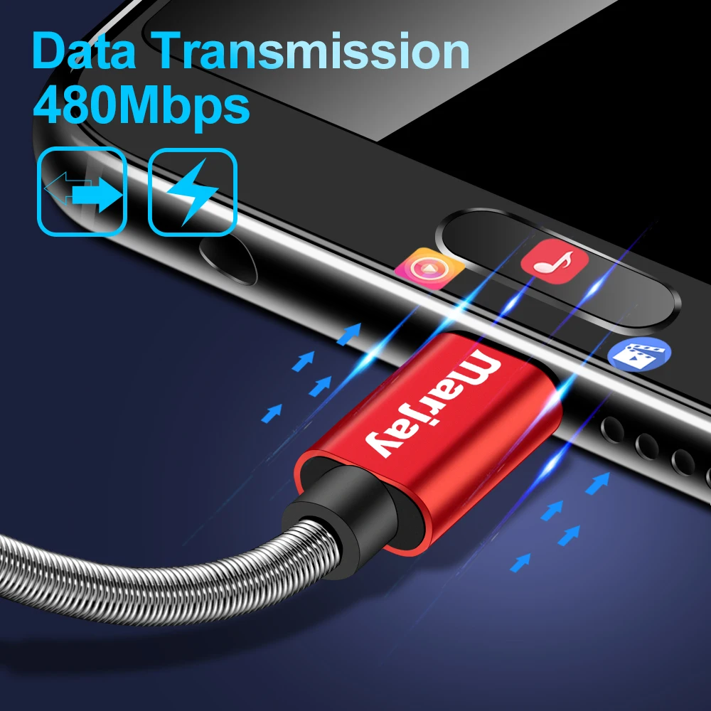 Micro USB кабель Marjay для быстрой зарядки usb-кабель Samsung S7 Xiaomi Huawei LG HTC Android USB-кабель