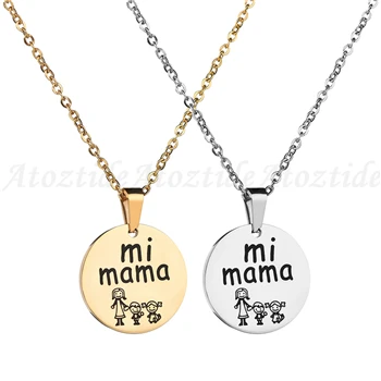 1 boy 1 girl mom Atoztide, 1 шт., милое мультяшное семейное ожерелье из нержавеющей стали с подвеской в виде сердца для мамы, папы, мальчика и девочки, рождественский подарок - Окраска металла: 1 boy 1 girl mom