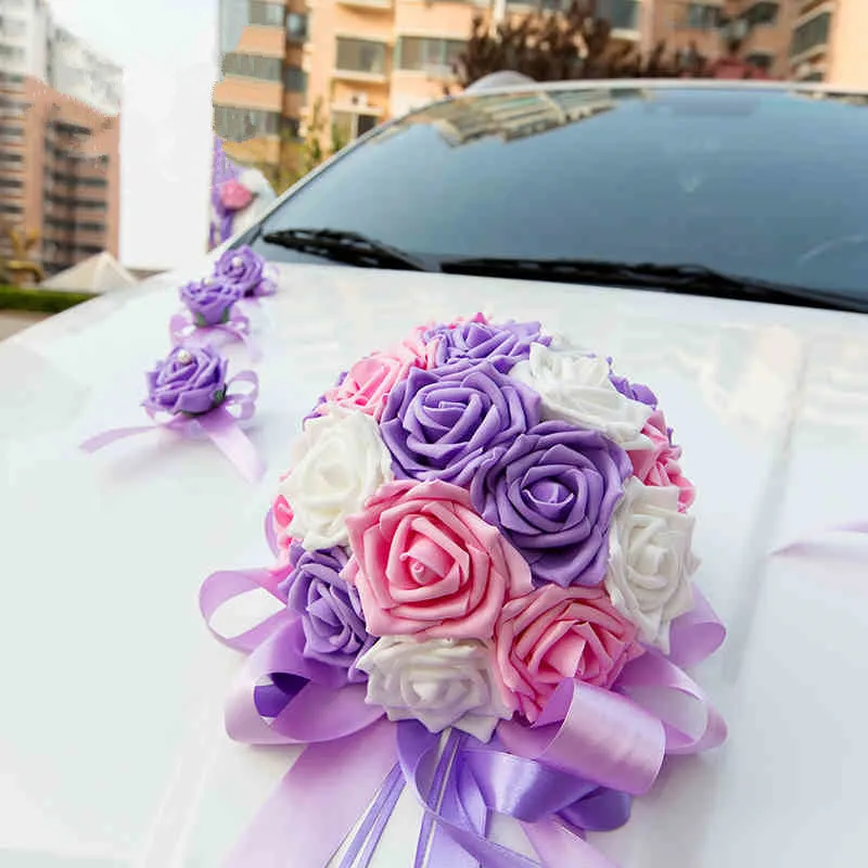 Новинка 2019 Свадебный комплект из ленты с бантом и цветком розы украшение в виде