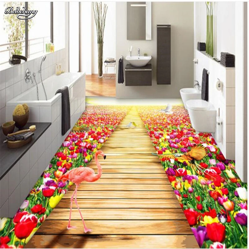 3D пленка для пола водонепроницаемая из ПВХ большой Фреска тюльпан морской Рай