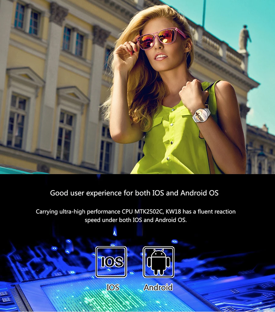 KOSPET KW18 Bluetooth Смарт часы полный экран Поддержка SIM 1," сенсорный экран MTK2502C бизнес смарт часы телефон