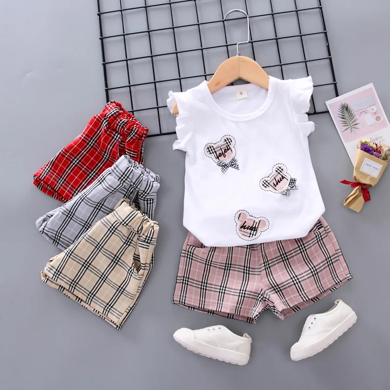 

Baby Girl Clothes 2019 Hot Summer New Girls Clothing Sets Kids Vest sleeveless embroidered Mickey head cotton vest + shorts 1-4Y