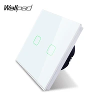 wallpad k3 capacitive 2 gang led touch dimmer switch 4 colors tempered glass panel wall electrical light double switch for uk eu
