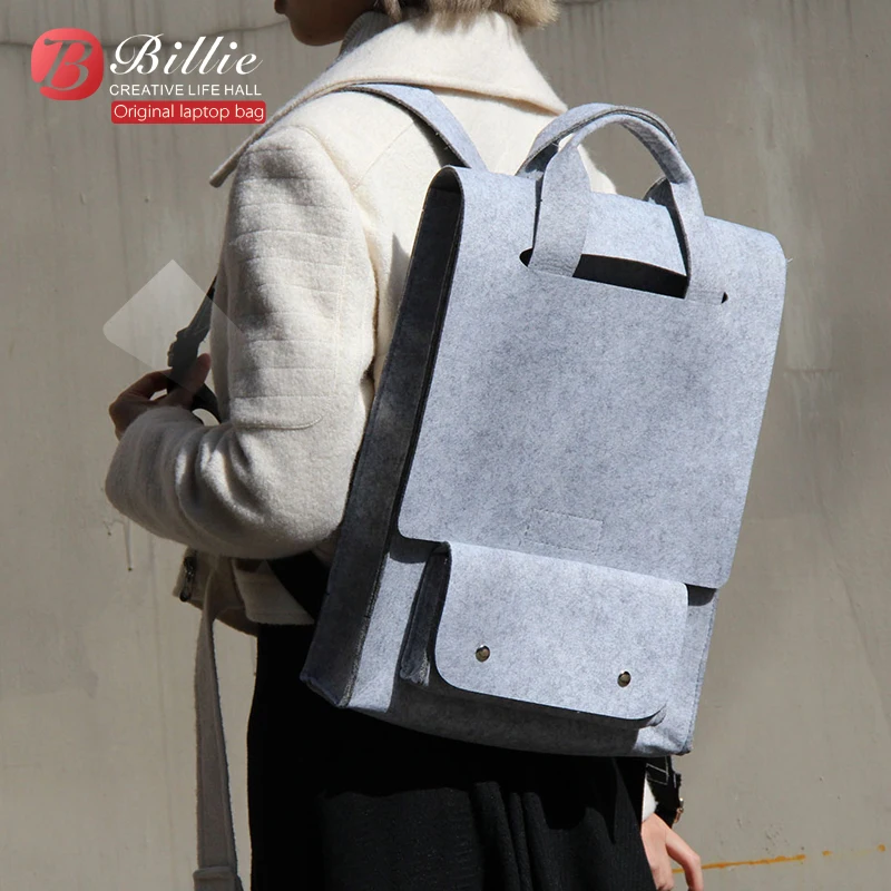 Шерстяной войлочный рюкзак для ноутбука 14 15 6 дюйма сумка черный серый Рюкзак Macbook