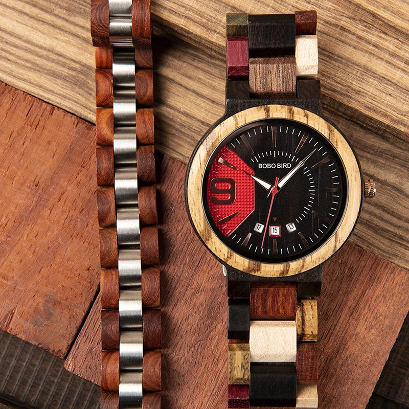 Мужские часы reloj hombre BOBO BIRD Набор браслетов деревянные отображение даты японский