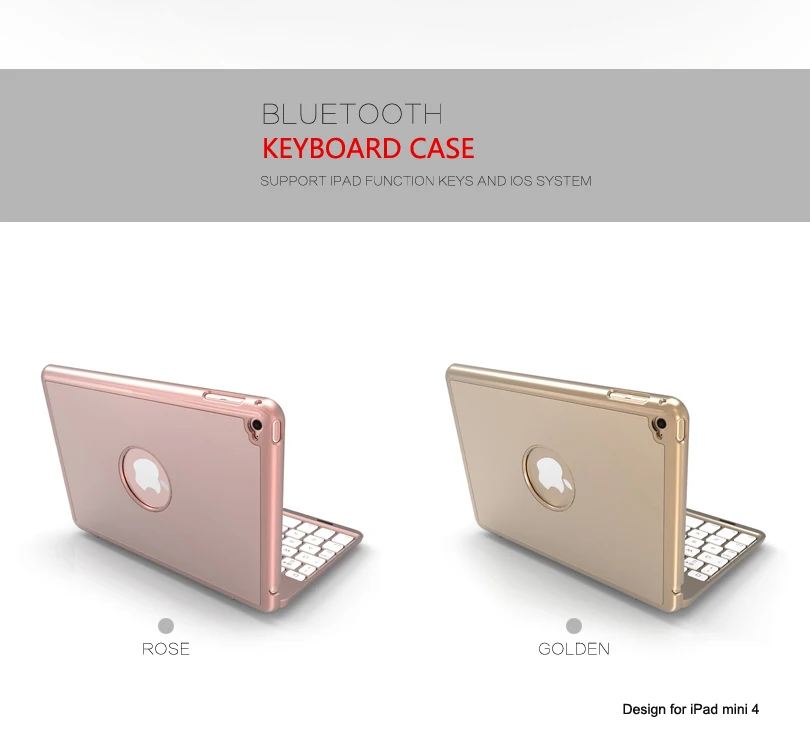 Witsp@ d роскошный чехол с Bluetooth клавиатурой для iPad Mini() и iPad mini 4, 7 цветов светодиодный чехол с подсветкой/алюминиевый беспроводной Чехол