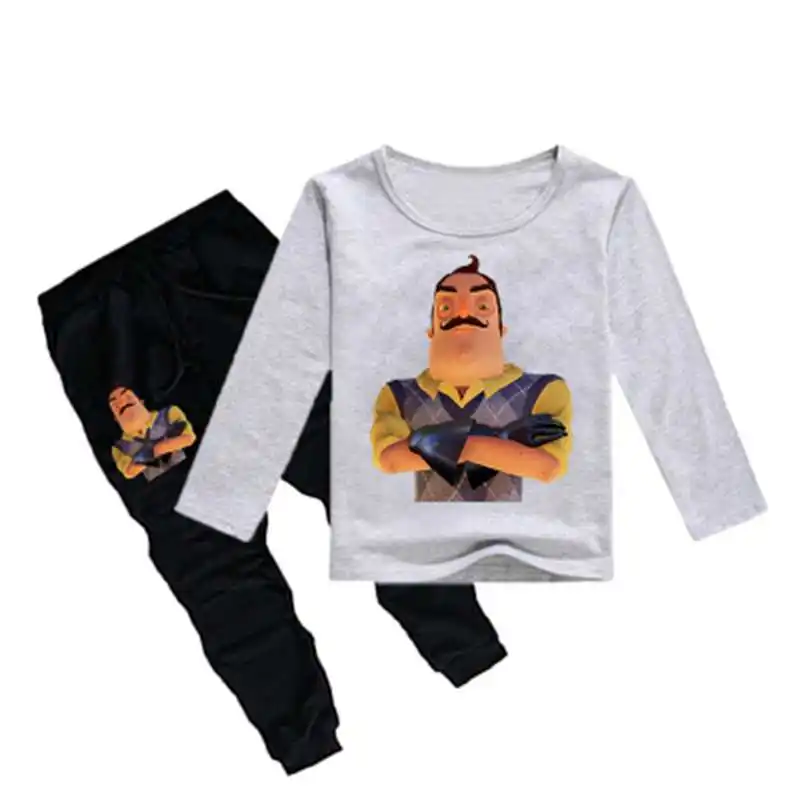 Новые детские комплекты одежды с принтом Hello neighten хлопковая одежда для маленьких