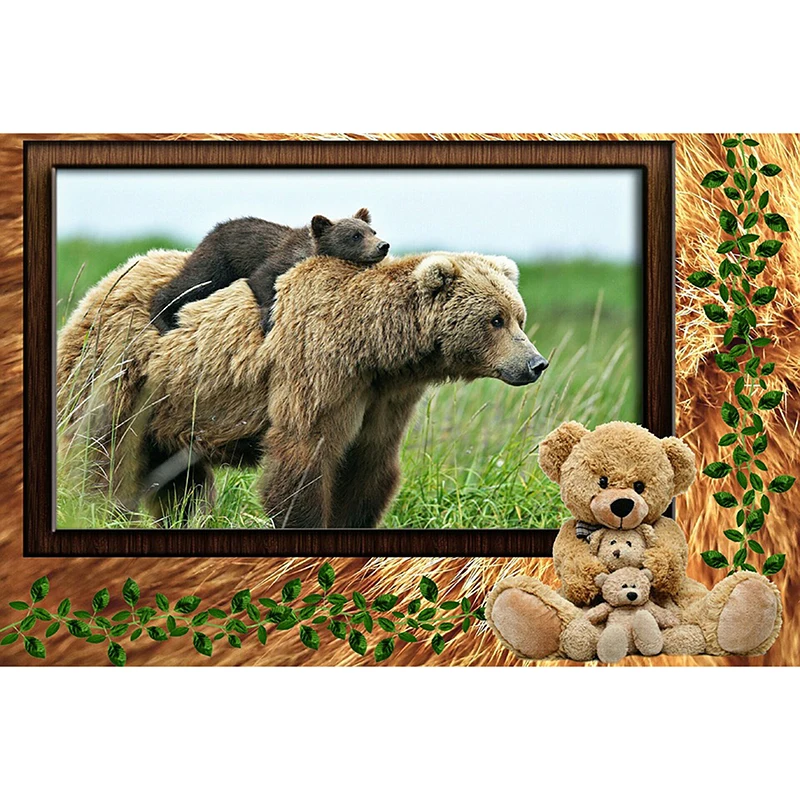 

Алмазная 5D картина с квадратными/круглыми стразами, для творчества, вышивка крестиком, мозаика с медведями стразы, декоративные наклейки