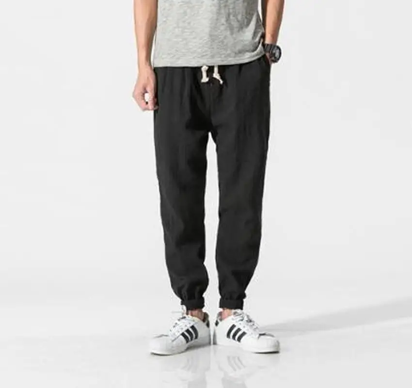 Мужские шаровары из хлопка и льна ZOGAA широкие брюки в стиле хип хоп повседневные с