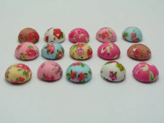 50 смешанных цветов с плоской задней частью ткань цветок Покрытые Кнопки круглые