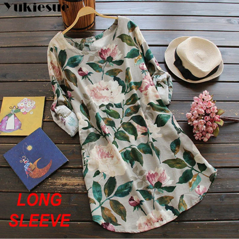 Летнее платье 2019 женское длинное свободное Хлопковое с регулируемым рукавом и