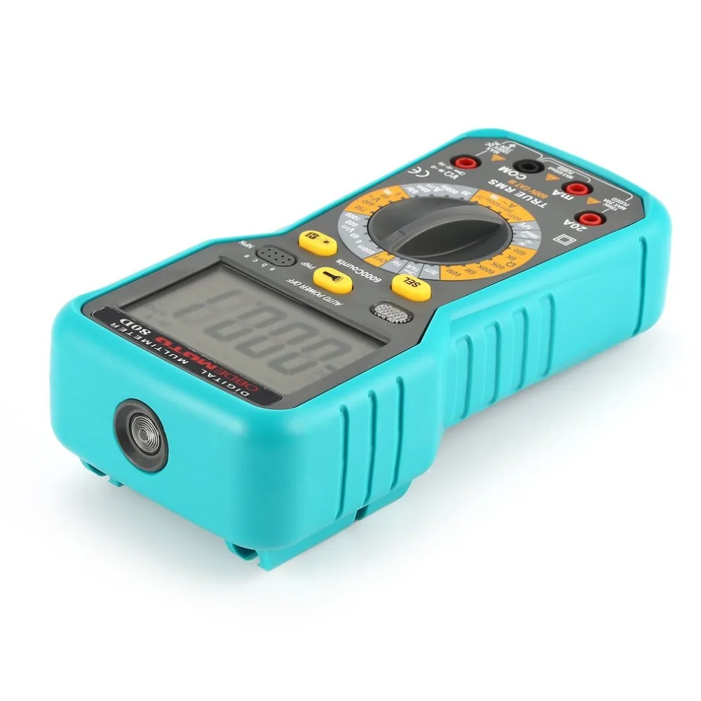 80D 6000 отсчетов Цифровой мультиметр True RMS AC/DC Вольт Ампер Ом Емкость тестер целостности диодов метр фонарик
