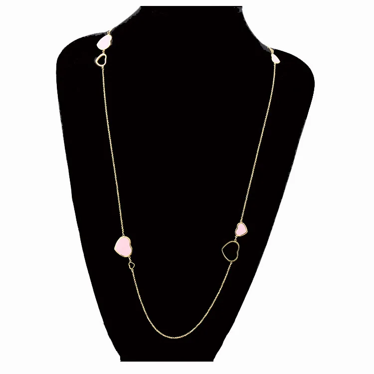 Ожерелья и подвески золотого цвета с розовым/синим сердцем для женщин элегантное