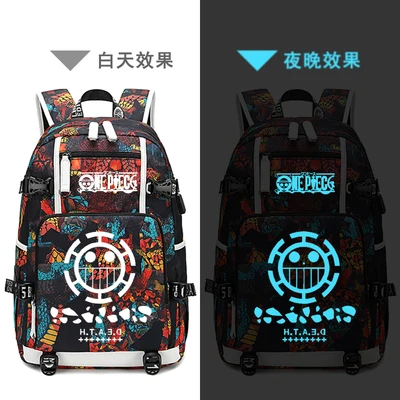 

New One Piece Luffy schoolbag Printing laptop bag Men Travel bags USB Charging knapsack zoro Oxford Backpack