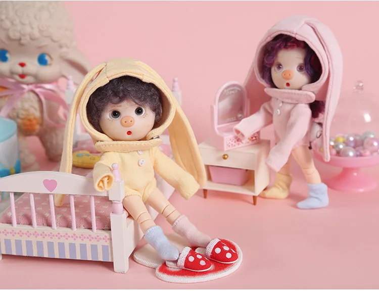 

3pcs/set Cute OB11 Dolls Clothes adorable Rabbit Set Ear Hat for OB11 1/12 bjd Dolls accessories clothes for dolls